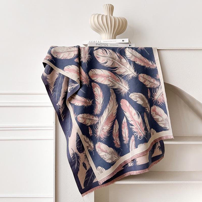 New feather imitation cashmere scarf women's autumn and winter cute versatile thickened warm student dual-purpose shawl scarf