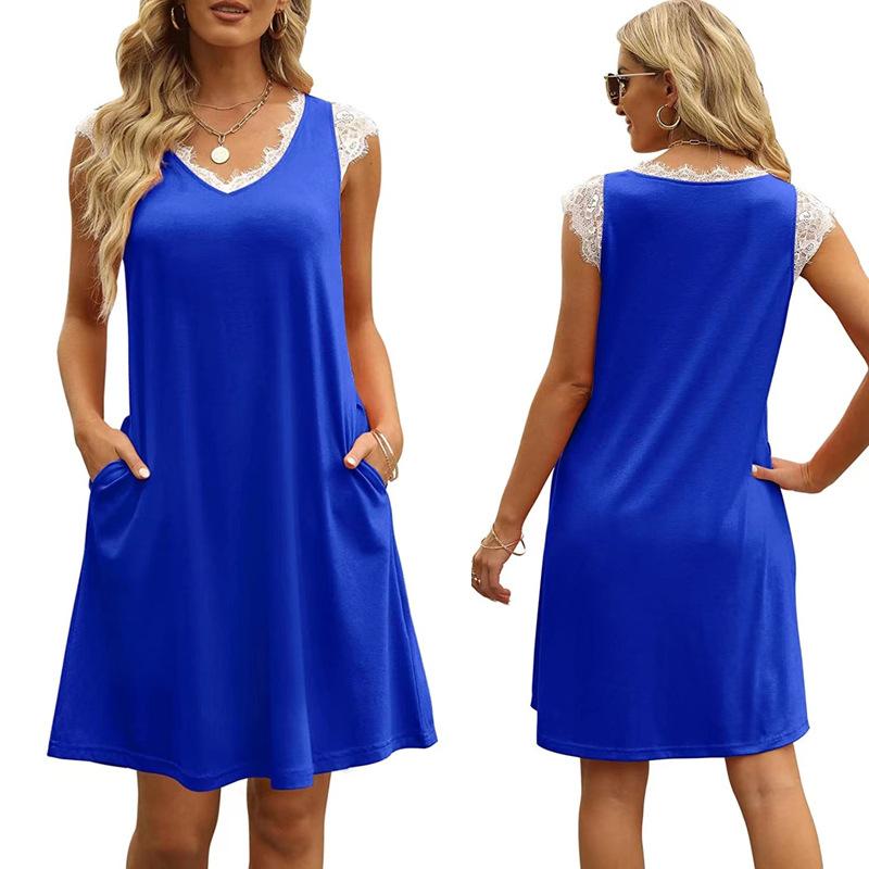 Solid Pockets Sleeveless Casual Midi Dress