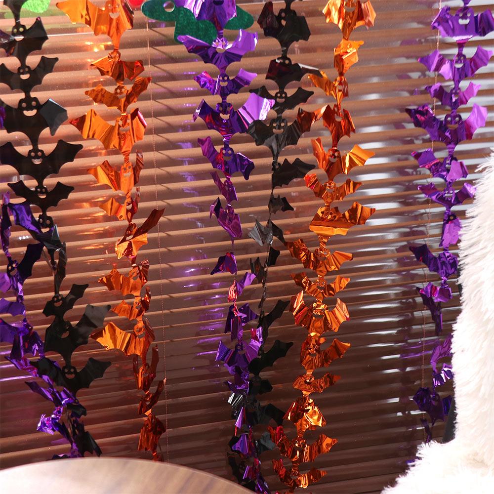 Scary Halloween Rain Curtain Spooky Plastic Pumpkin Bat Rain Curtain Realistic Party Curtain Wall Decor Haunted House"