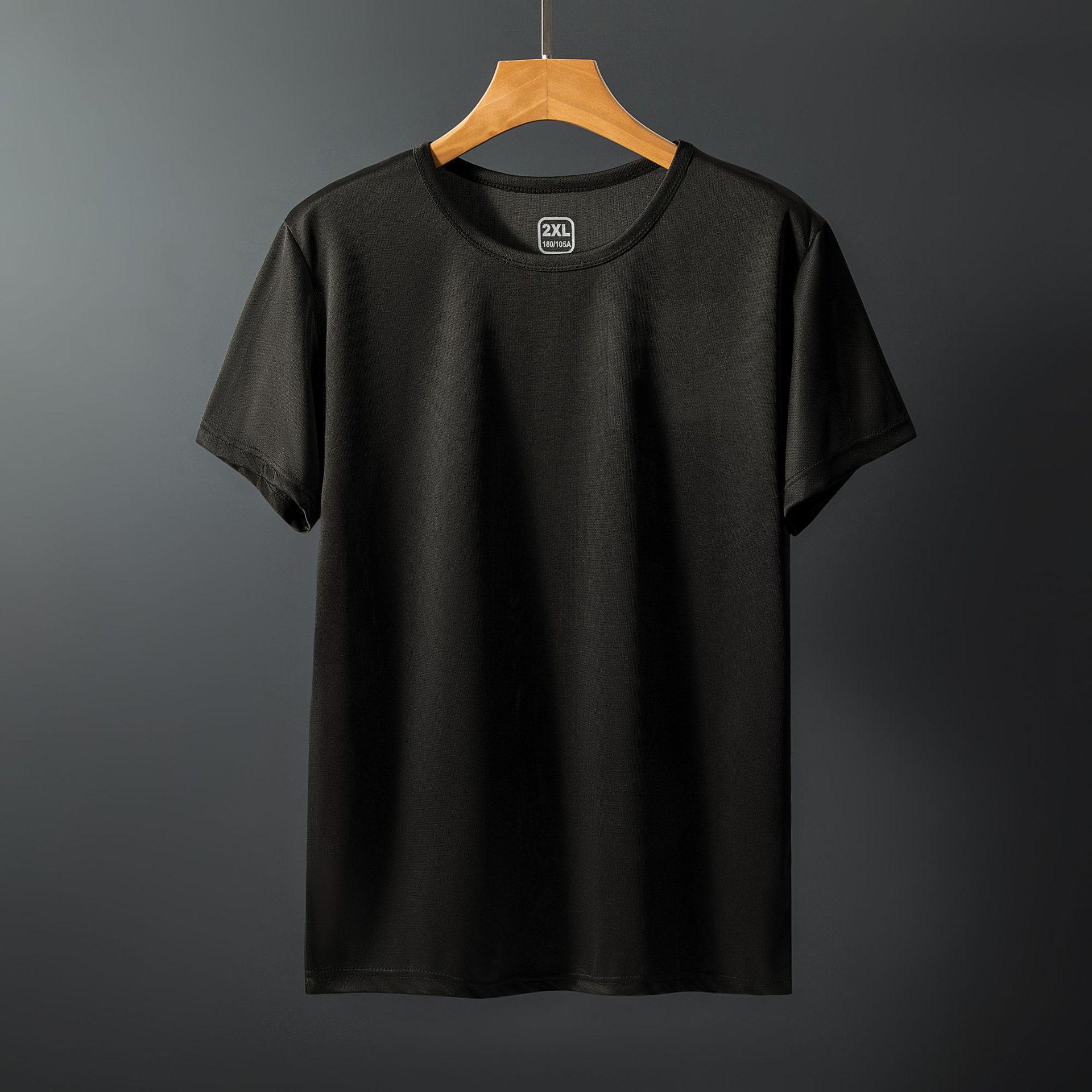 

Мужская быстросохнущая футболка с коротким рукавом из сетки ледяного шелка - Эластичный круглый вырез, Большой размер, Модная одежда для мужчин среднего и молодого возраста 185/3XL for 150-170 jin