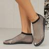 Womens Shallow Slip-On Sandals Mesh Breathable Luxurious Rhinestone Designer Fashion Round Toe Women's Shoes Non-Slip Flat Shoes