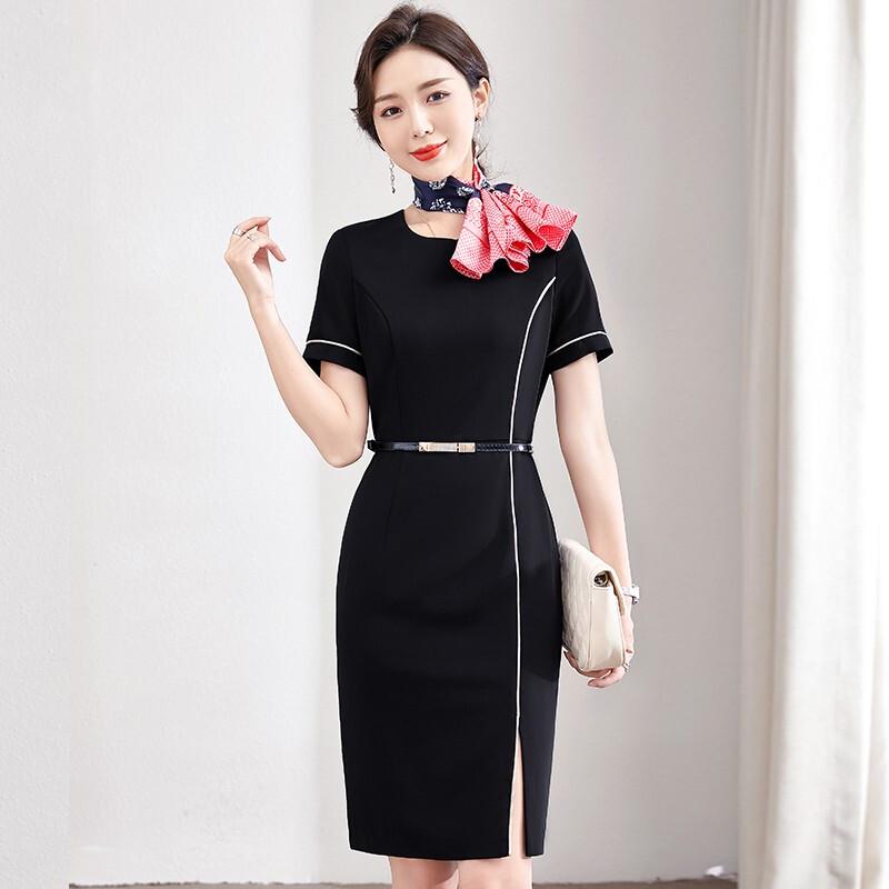 Toluoman Women s Short Sleeve Professional Dress L