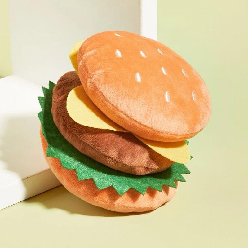 Nuovi Peluche Eco-Friendly per Animali Giocattoli per Cani Simulazione Hamburger Cartone Animato Resistente al Morso Giocattolo da Masticare