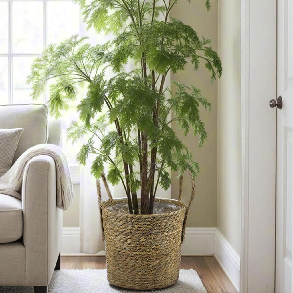 Handcrafted Straw Rope Indoor Plant Basket with Liner