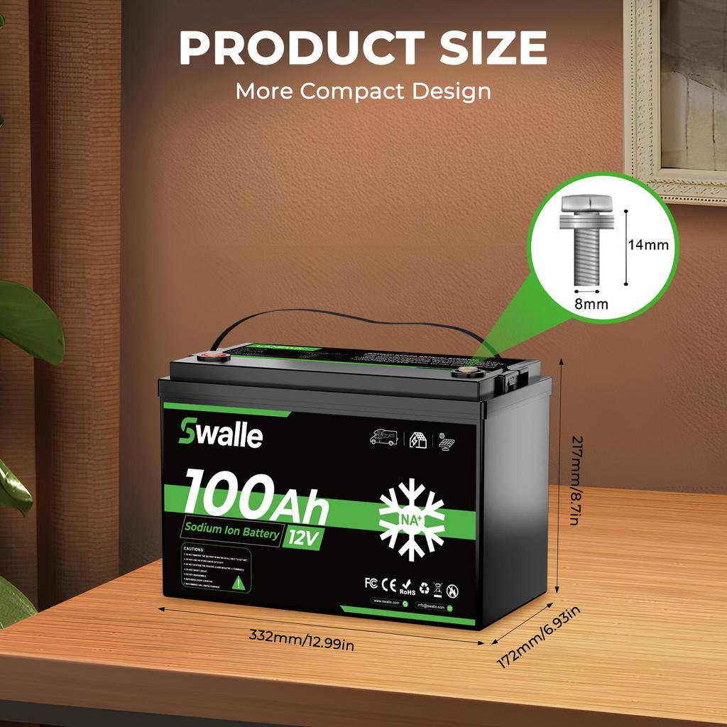 Sodium Ion Storage Battery Swalle 12V 100Ah With Bluetooth Deep Cycle Solar Battery