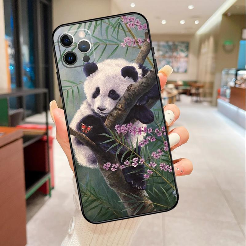 

Чехол для телефона с изображением милого медведя-панды для iPhone 17 Air 16 14 13 11 15 Pro Max mini 15 16 Plus 16e Защитная крышка iPhone 12 mini