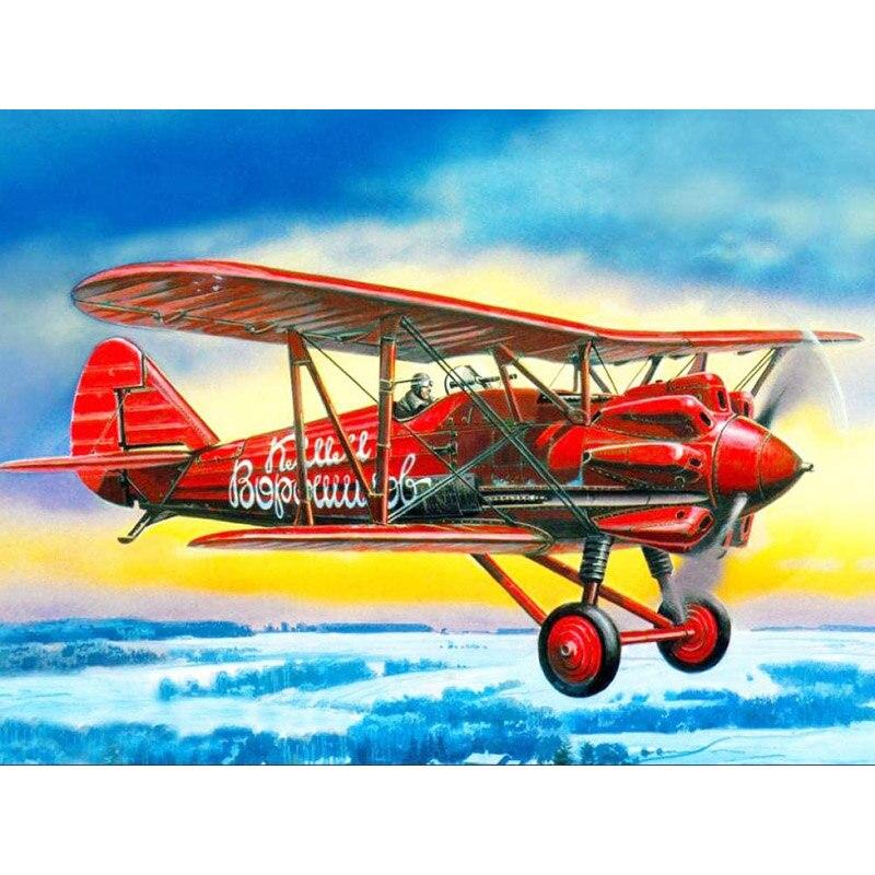 Ny 5D gör-det-själv-diamantmålning Flygplan Diamantbroderi Fighter Cross Stitch Full Rund Borr Hantverk Konst Heminredning Present