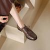 Fashion New Spring 2024 Genuine Leather Loafers Oxford Low Heel Women Shoes Retro Round Toe Pumps Block Leather Shoes Retro Ladies Shoes
