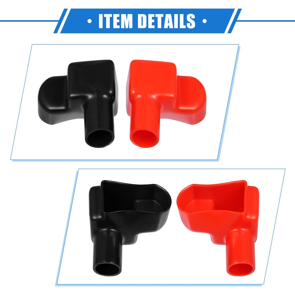 VekAuto 3 Pairs Battery Terminal Insulation Covers Length 75mm Width 21mm 0.83'' Car Battery Post Caps for Motorcycle Truck Marine Made of Durabl
