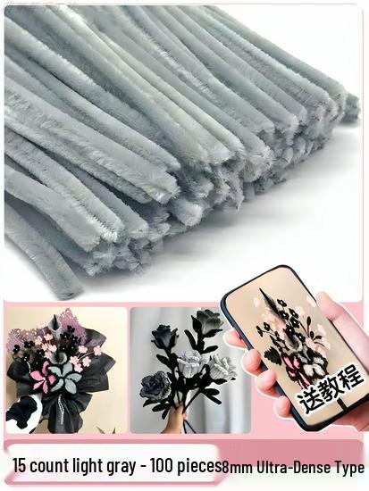 Thickened White Chenille Pipe Cleaners - Mixed Colors for DIY Bouquet Crafts