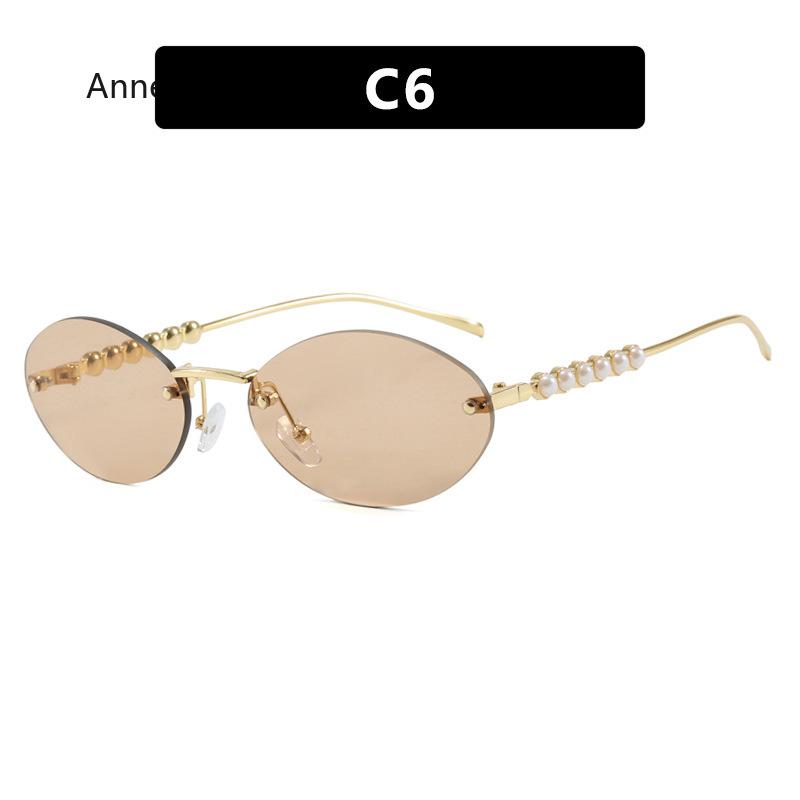 Pearl Oval Frameless Sunglasses Women Rimless Sunglasses Women Rimless Sunglasses Small Oval Sun Glasses Unsiex Shades UV400