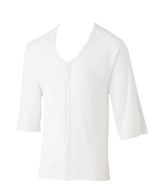Kimono Sleeve Shirt with Front Underwear for Nursing Care [Asakusa Market] Men's 3/4 One-Touch Closure, Heat-Retaining, Fall/Winter Wear, Opening,