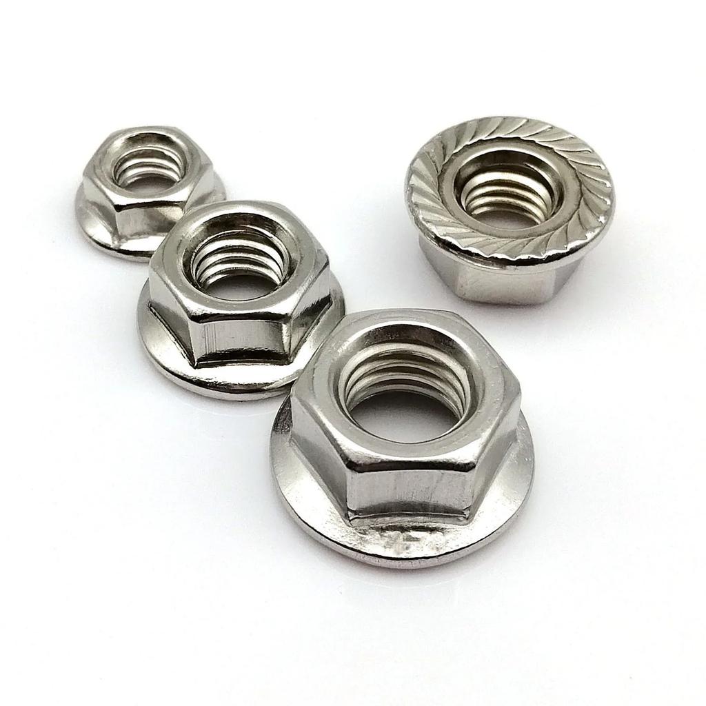 110pcs/Box Flange Nut Hex Hexagon Serrated Spinlock Lock Nut Set Mix Size M3 M4 M5 M6 M8 Assortment Kit Stainless Steel