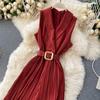 Women Jumpsuits Pleated High Waist Flared Wide Leg Pants Spring Summer Jumpsuit