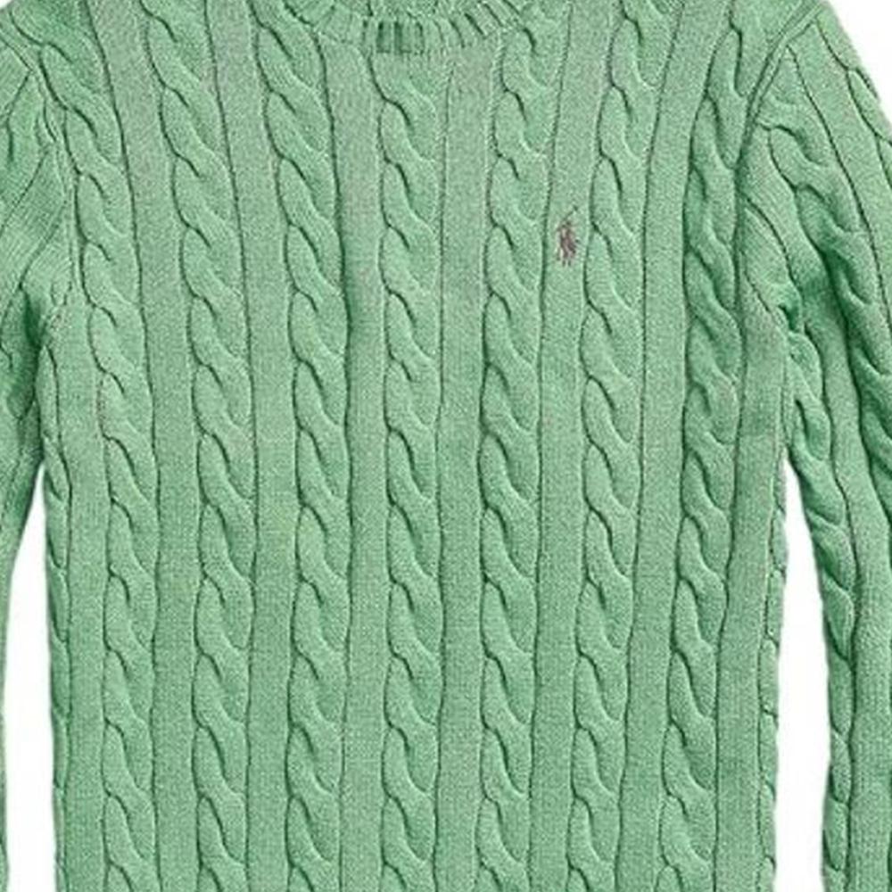 Polo Ralph Lauren FW23 Small Pony Logo Embroidered Crew Neck Cable Knit Sweater Men sweater Light-Green MNPOSWE16810290-D08
