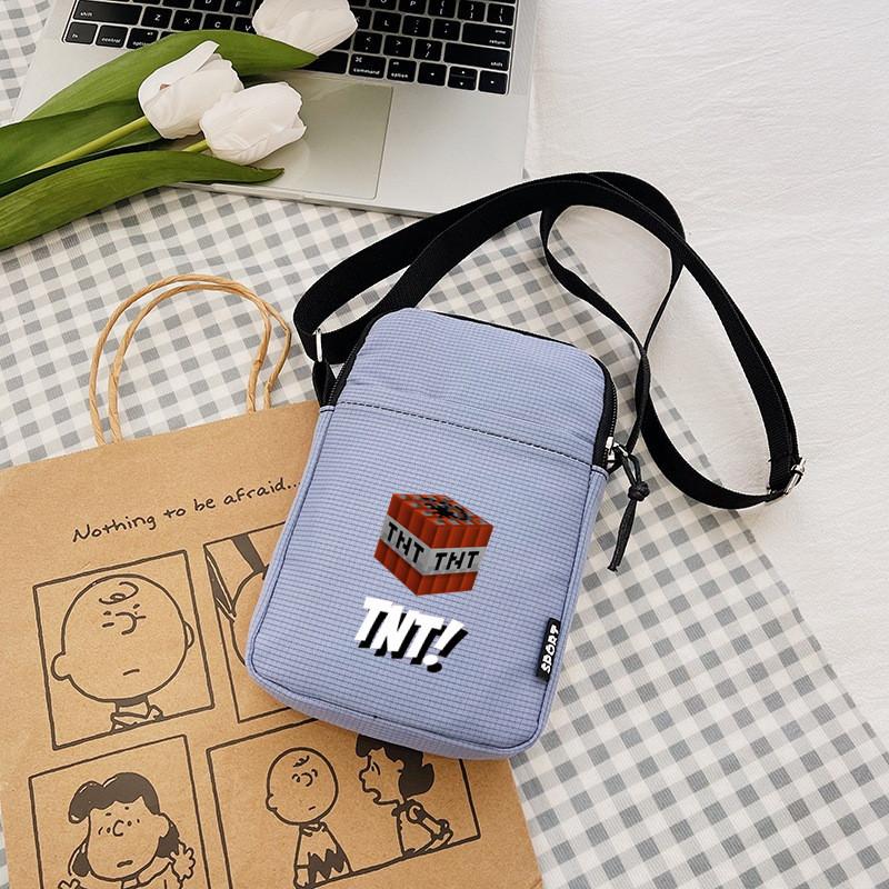 Printing Minecraft Pattern Canvas Single Shoulder Crossbody Bag Gift Fashion