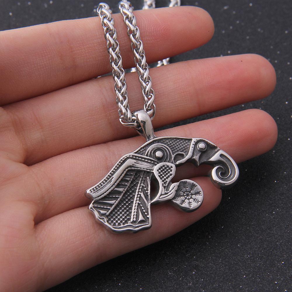 Raven Pendant Necklace Stainless Steel  Viking Scandinavian Norse Viking Necklace Men Gift