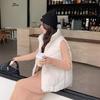 Stand-up Collar Short Vest Vest Women's Autumn and Winter Side Zipper Loose Down Cotton Jacket Vest