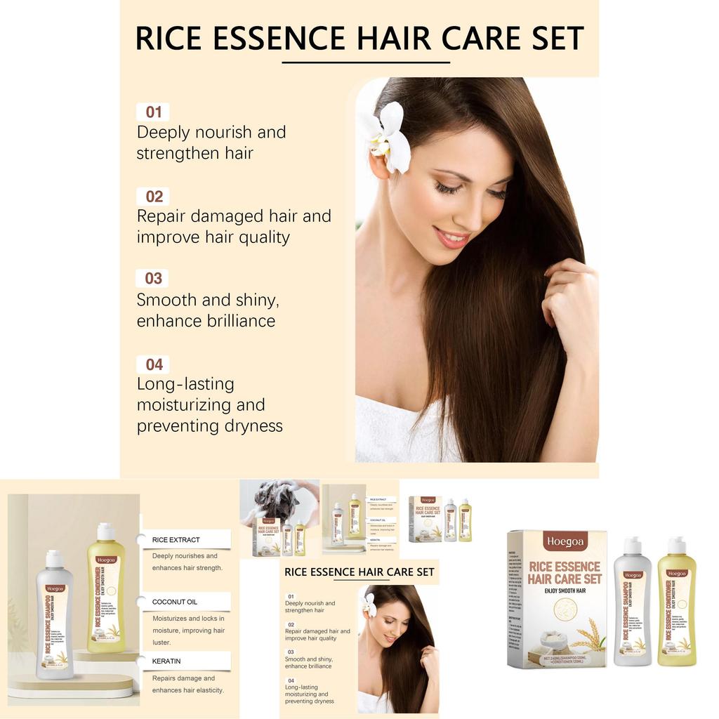 Hoegoa Keratin Repair Pflegendes Shampoo und Conditioner Set für seidiges Haar