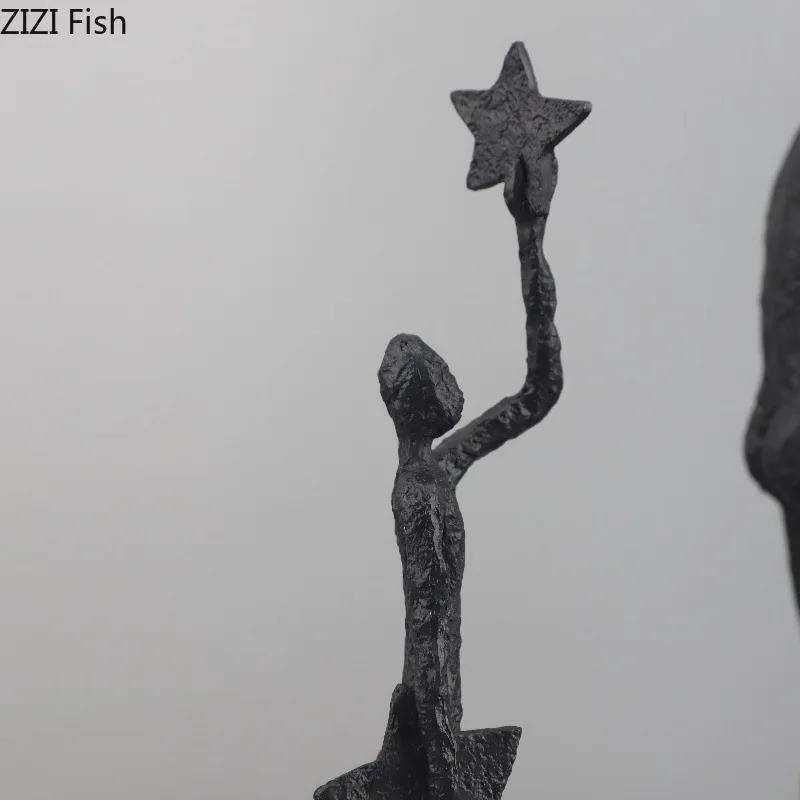 Black Cast Iron Figures Statue Desk Decoration Ornaments Modern Crafts Abstract Character Sculpture Room Aesthetics Decor