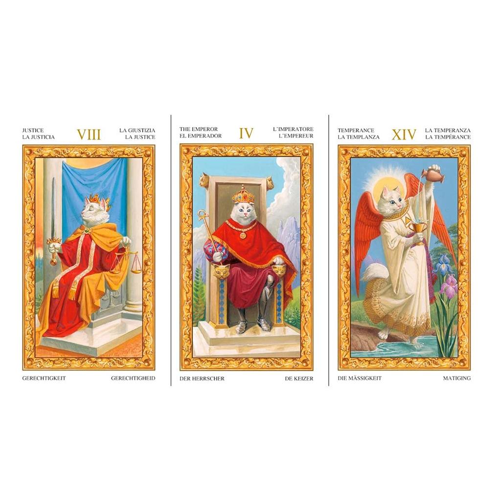 Kancharo Tarot Cards 78 Pieces Tarot Fortune Telling of White Japanese Tarot Cards Basic Instructions Pouch Included [Tarot Cats] & (Genuine Product)