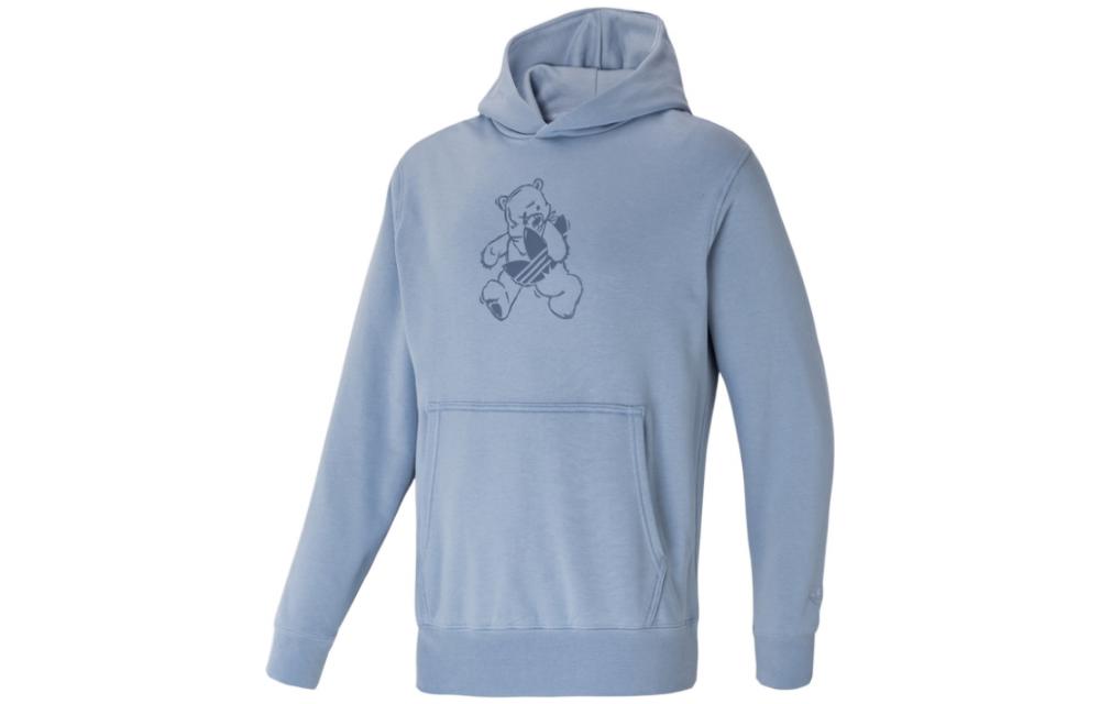 Adidas Originals Cartoon Bear Sweatshirts Unisex Sky Blue Hooded Moderate Regular HJ7821 XS