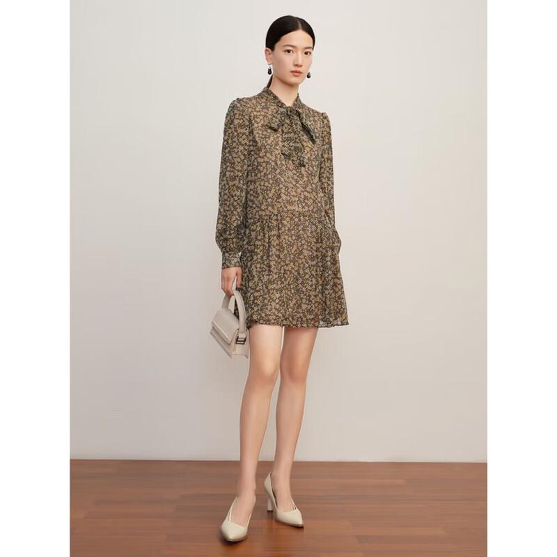 

JUZI ANNACO Elegant Floral Tie-Neck Burnout Dress L