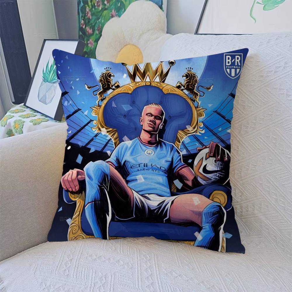 E-Erling B-Braut FootballStar H-Haaland Poduszka Poduszka Anime Pokrowiec na Poduszkę do Kanapy Łóżka Zagłówek Pokrowiec na Poduszkę 45x45 cm Moda