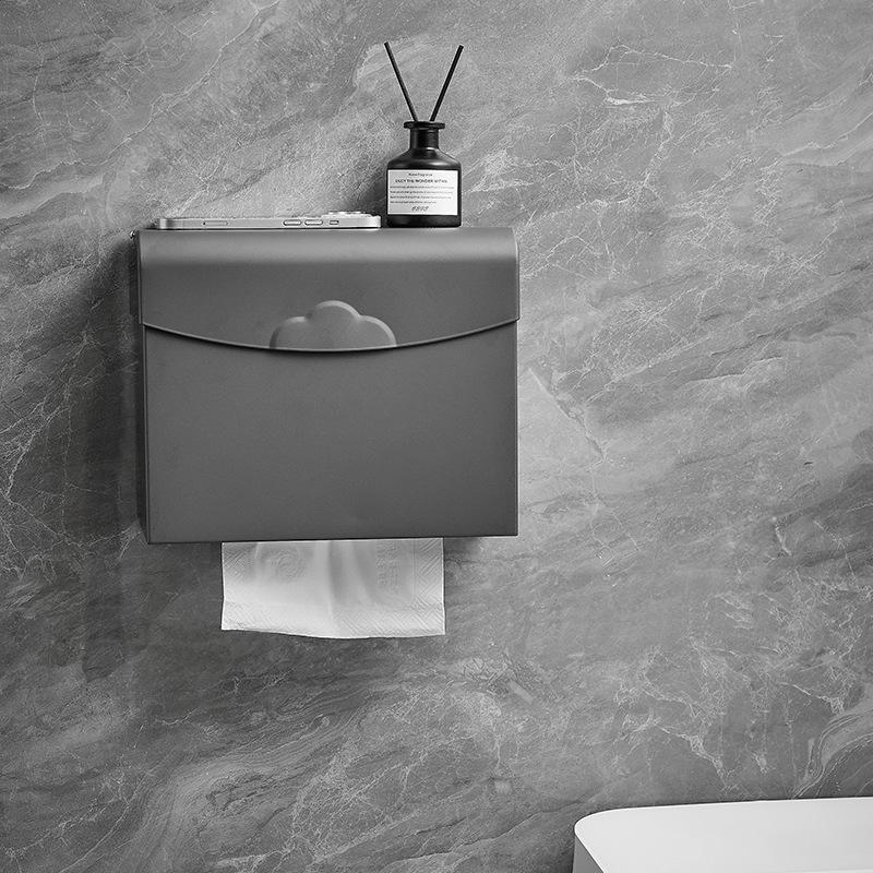 Punch-Free Space Aluminum Wall-Mounted Tissue Box Holder for Bathroom or Kitchen