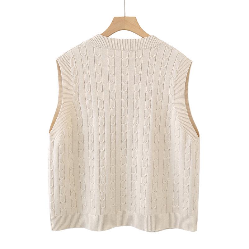 2026 Spring Plus Size V-Neck Knit Sweater Vest for Women