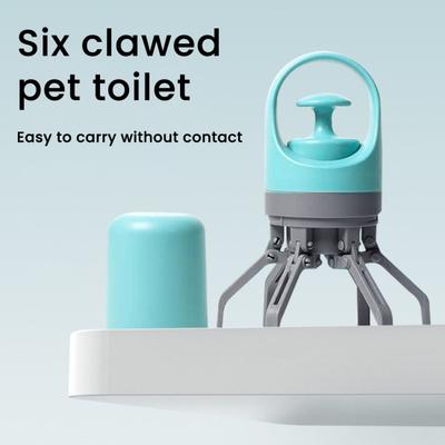 6-Claw Dog Poop Scooper Portable Pet Poop Scooper Dog Waste Pick-up Claw with Trash Bag Dispenser for Outdoor Walking Travel