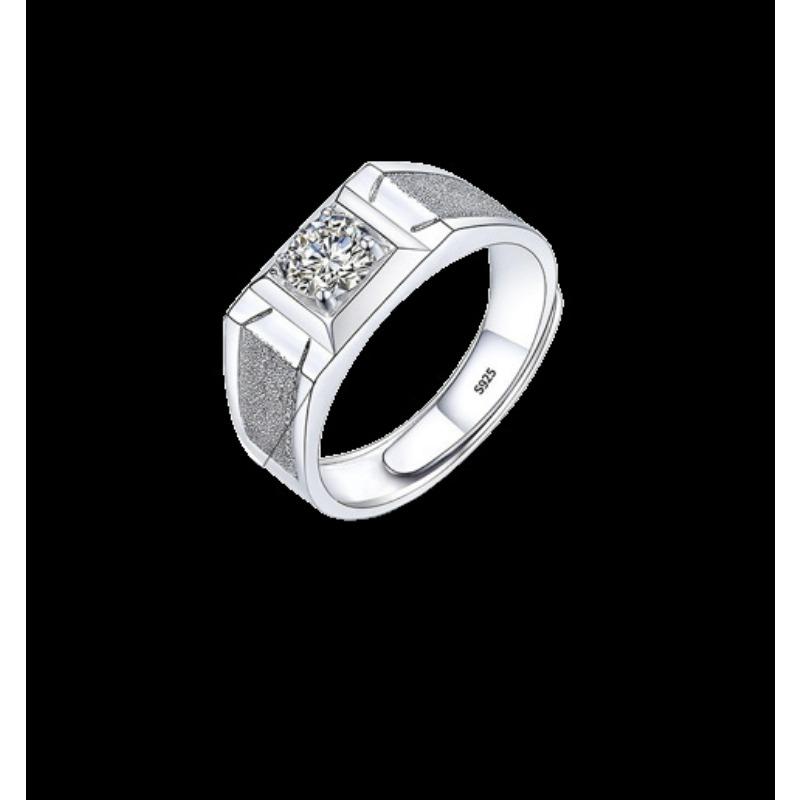 

Кольцо из серебра S925, мужское, властное, матовое, открытое, имитация бриллианта, ювелирное изделие one size