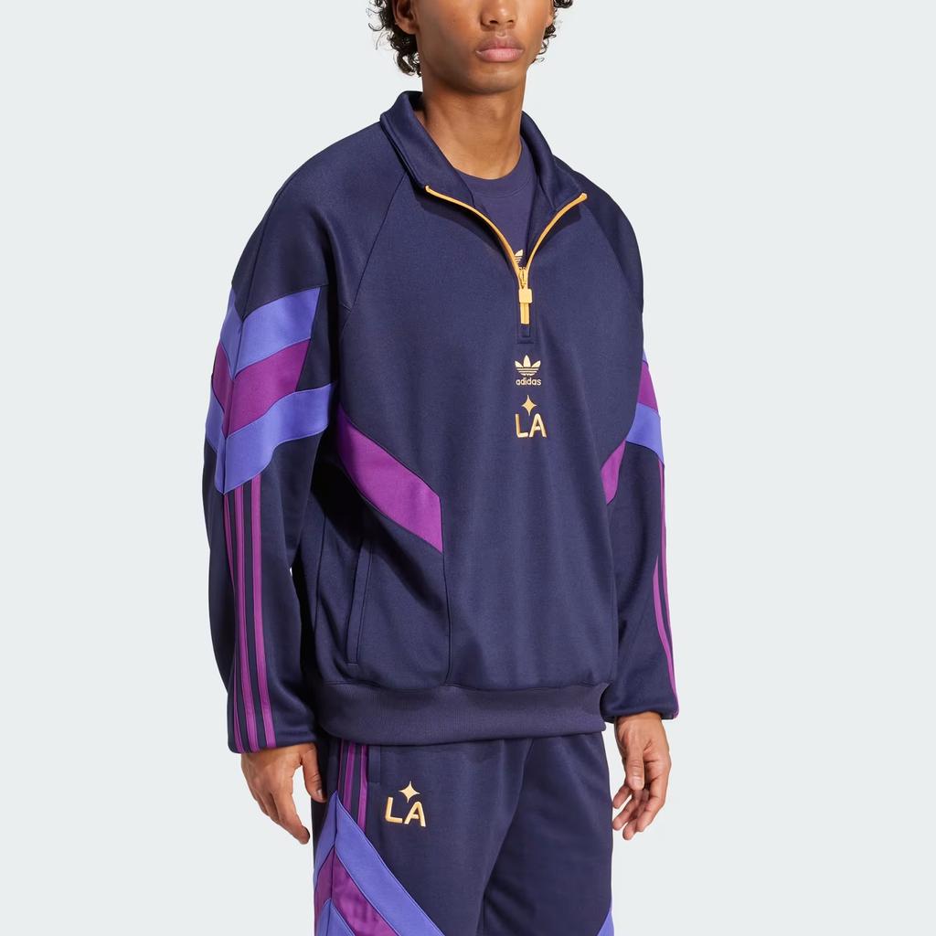 Adidas Originals LA Galaxy Crew Logo Letter Stand Collar Sports Long Sleeve Sweatshirt Men Sweatshirt Noble-Ink JF2673