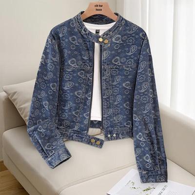 Damen Retro Gewaschene Locker Geschnittene Jeansjacke