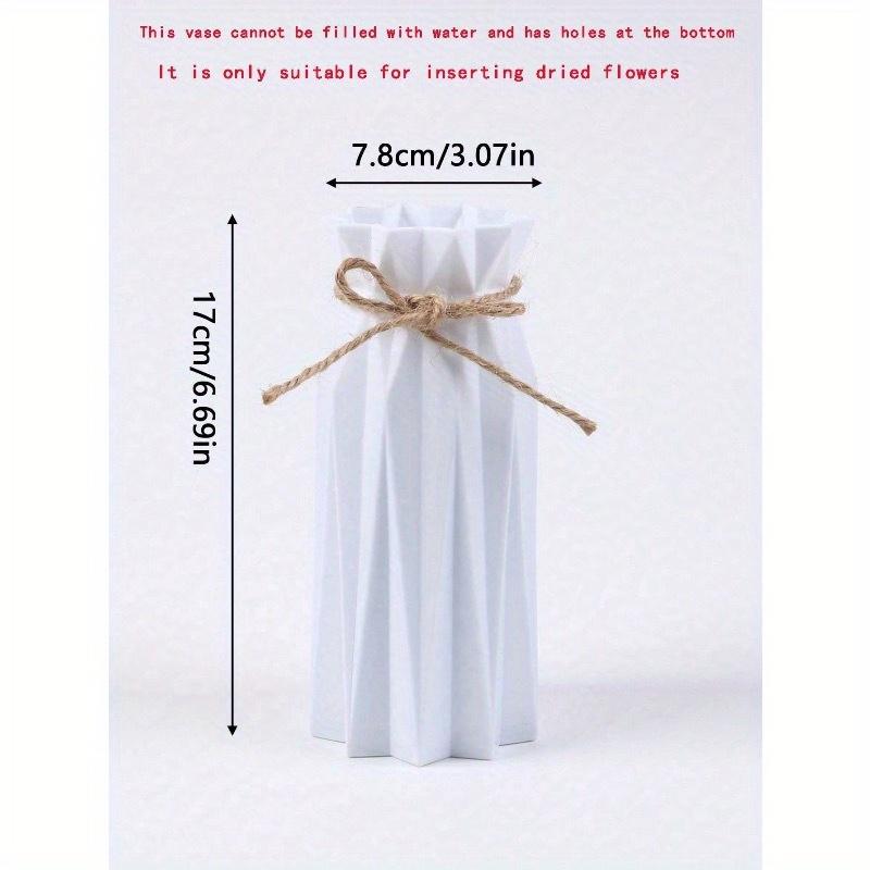 1 Stück Kunststoffvase, Höhe 6,9 Zoll, Origami-Design Pampasgrasvase, einfarbige Kunststoffvase, Keramik-Optik Kunstblumenvase