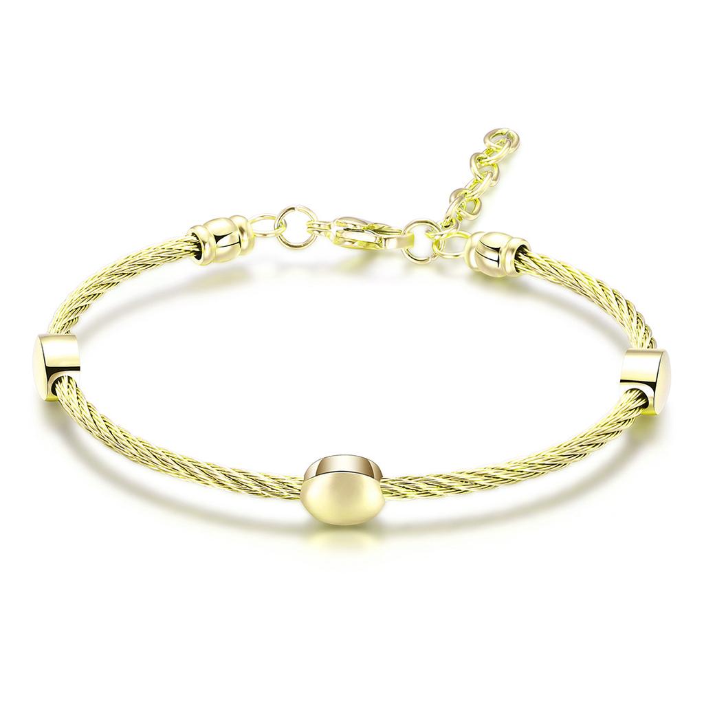 Bracciale Ins Elegante Rotondo in Acciaio al Titanio a Quattro Colori Bracciale con Perline in Filo d'Acciaio