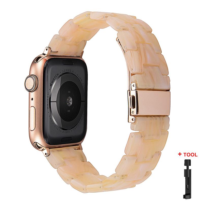Resin Strap for Apple Watch Band 44mm 40mm 45mm 41mm 38mm 42mm Bracelet Correa iWatch Series 3 4 5 6 Se 7 Replacement Watchband