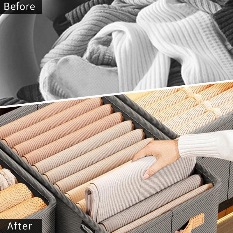 Household Clothing Pants Storage Box Foldable Large Capacity T-Shirt Sweater Storage Wardrobe Drawer Clothing Storage Box