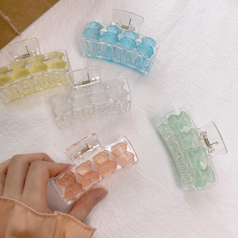 

Ice Bear Square Hair Clip Teddy Translucent Hairpin Mint