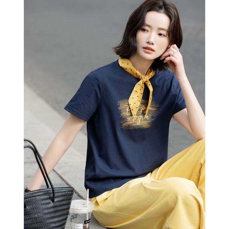 Demana Women's Cotton Blend Letter T-Shirt