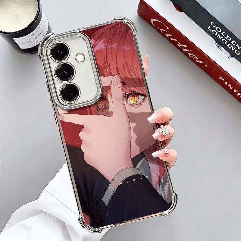 Anime Character Makima CSM Plating Phone Case For Samsung A17 A07 A37 A57 A16 A56 A15 A55 A14 A54 A13 A53 A26 A36 A25 A35 A24 A3