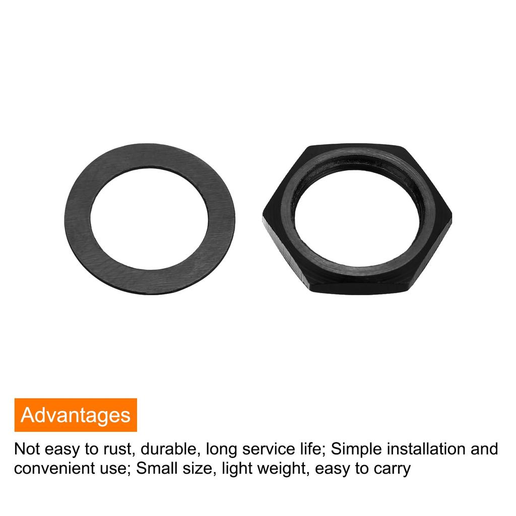 uxcell Guitar Nuts and Washers Guitar Jack Socket Nuts Black for Guitar Bass 3 Sets 3/8" Input/Output
