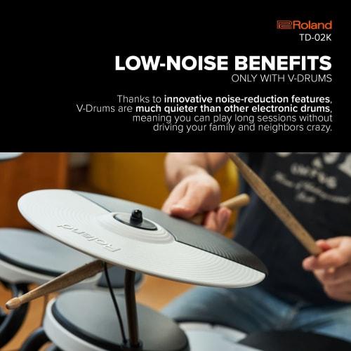 Roland TD-02K V-drums Electronic Drums, Entry-Level Model, Compact, Bluetooth Connectivity, Beginner-Friendly, Pad Upgrades Available