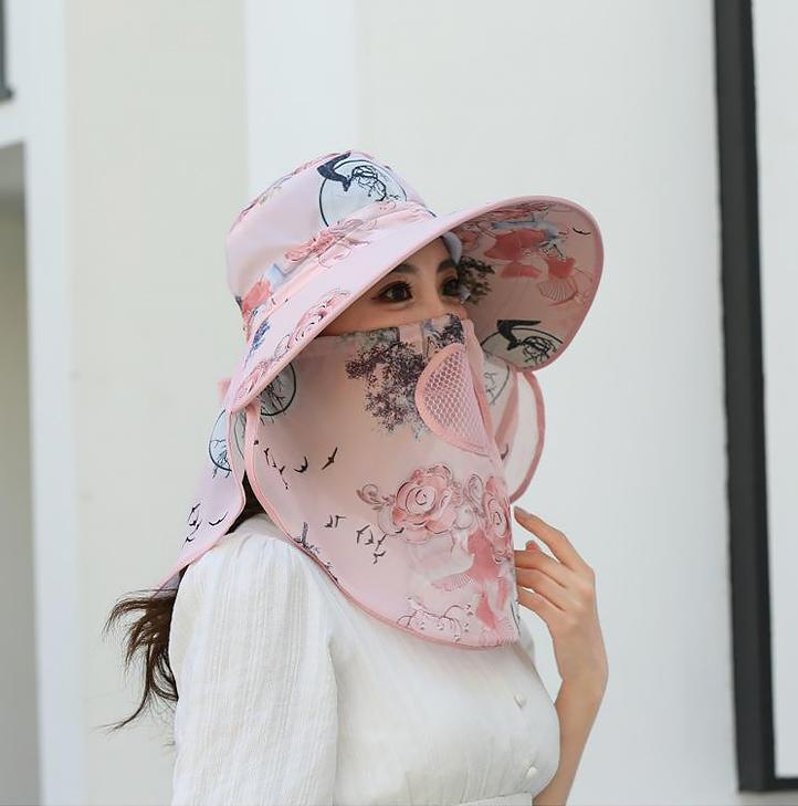 Hat Women'S Summer Thin Outdoor Sun Hat Mouth Mask Anti-Ultraviolet Work Sun Hat Cover Face Tea Picking Sun Hat