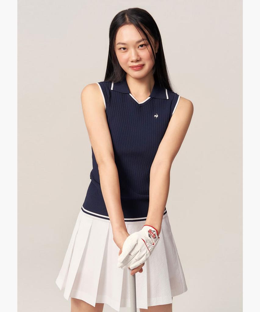 LECOQ GOLF Women'S Dry Ribbed Sleeveless Sweater _Navy Gr222Lkp52