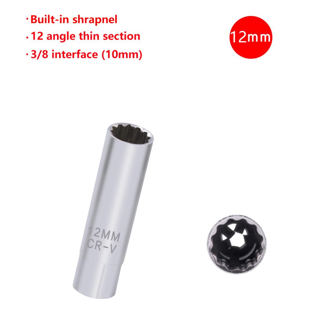 Universal Spark Plug Socket Spark Plug Wrench 3/8 Magnetic 12 Angle Thin Wall for 14/16mm Spark Plug Removal Auto Repair Tool