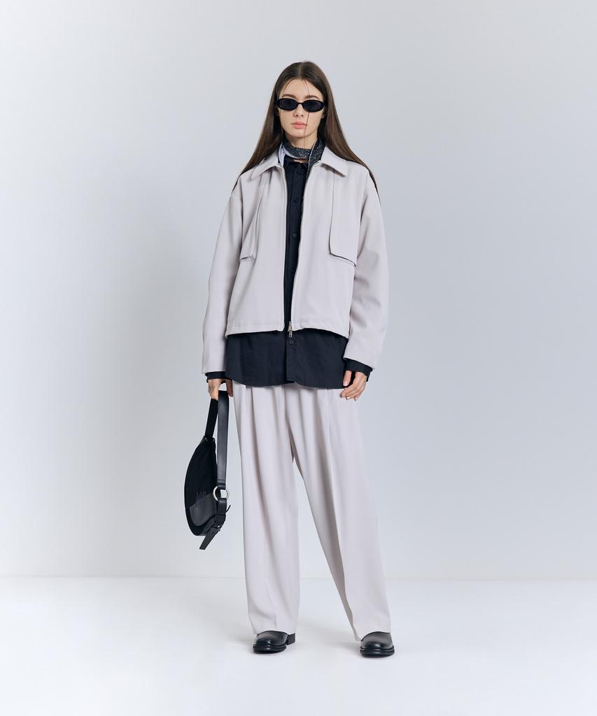 Ironyporno Whiteline 86-Iro241 Monotone Placket Jacket Light Grey