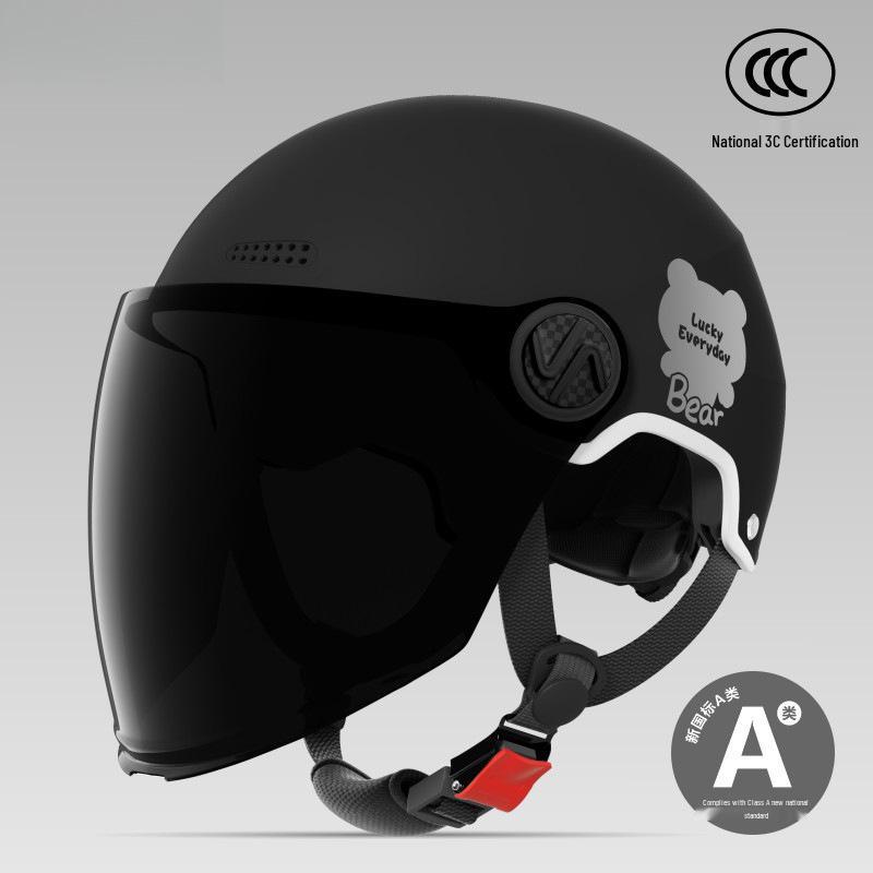 

3C Certified Unisex Electric Motorcycle Half Helmet, Sun Protection, All-Season, National Standard Safety Helmet One Size