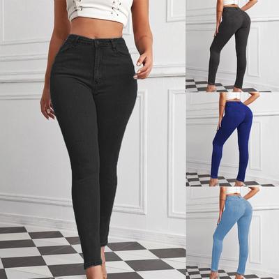 Fashion Women's Sexy Hip Lift Button Casual Party Jeans With Pockets Pants