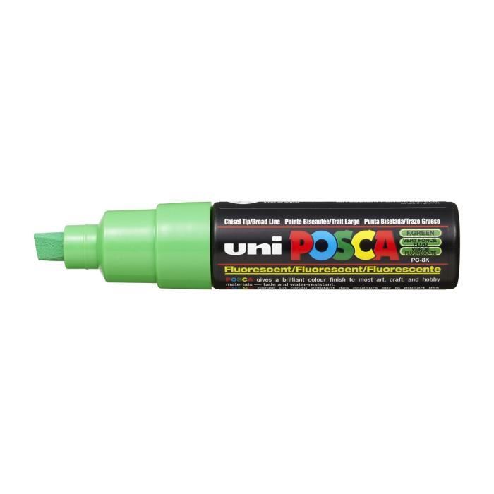 Marqueur - POSCA - PC8K - 8mm - Biseautée - Vert Fluo - Indélébile